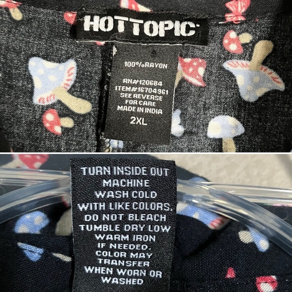 HOT TOPIC Boxy Camp Shirt Short Sleeve Button-Up Top Mushroom 2XL - Picture 6 of 9